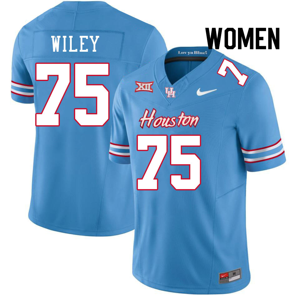 Women #75 Jake Wiley Houston Cougars College Football Jerseys Stitched-Oilers